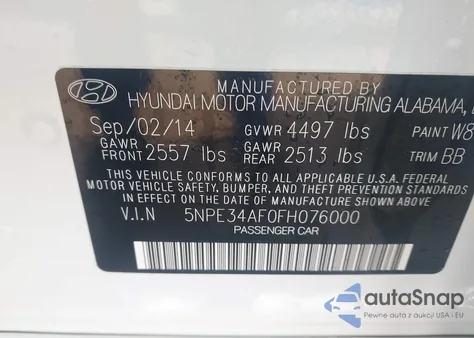 2015 Hyundai Sonata Limited from USA, damaged, VIN 5NPE34AF0FH076000